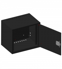 Антивандальный настенный шкаф WALLCAB GUARD PRO черного цвета и открытой дверью