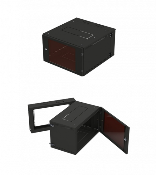 Телекоммуникационный двухсекционный настенный шкаф Wallcab Pro черного цвета