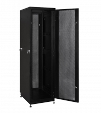 Телекоммуникационный напольный шкаф серии Level 2 черного цвета и перфорированной дверью