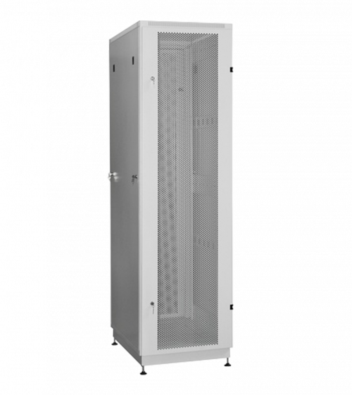 Телекоммуникационный напольный шкаф серии Level 2 серого цвета и перфорированной дверью