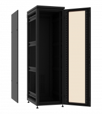 Пылевлагозащищенный напольный шкаф Level PRO IP55 с открытой дверью и снятой боковой панелью