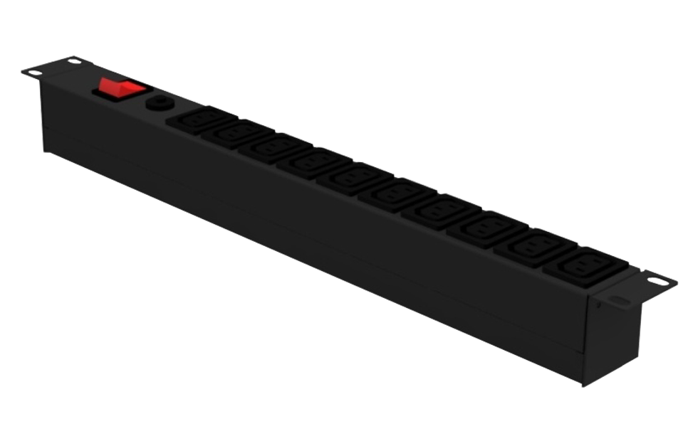 Розеточный блок PDU с 10 розетками С13 и выключателем, чёрный
