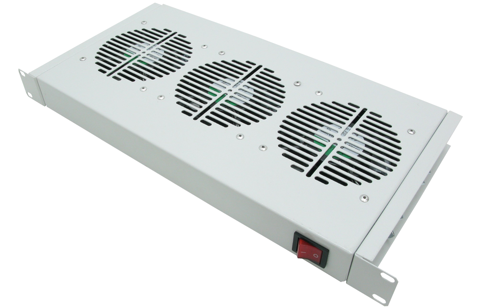 Полка с тремя вентиляторами для установки в шкаф, белая