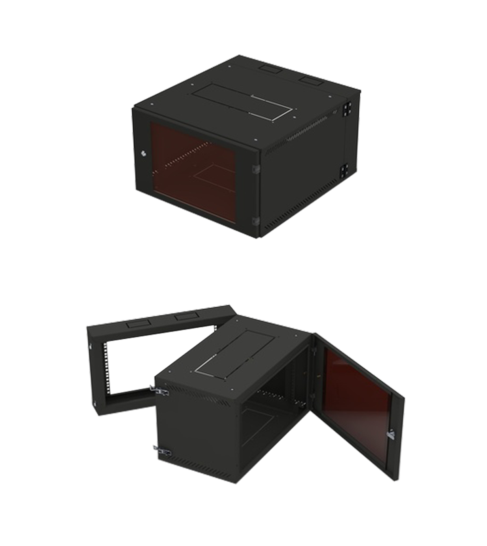 Телекоммуникационный двухсекционный настенный шкаф Wallcab Pro черного цвета