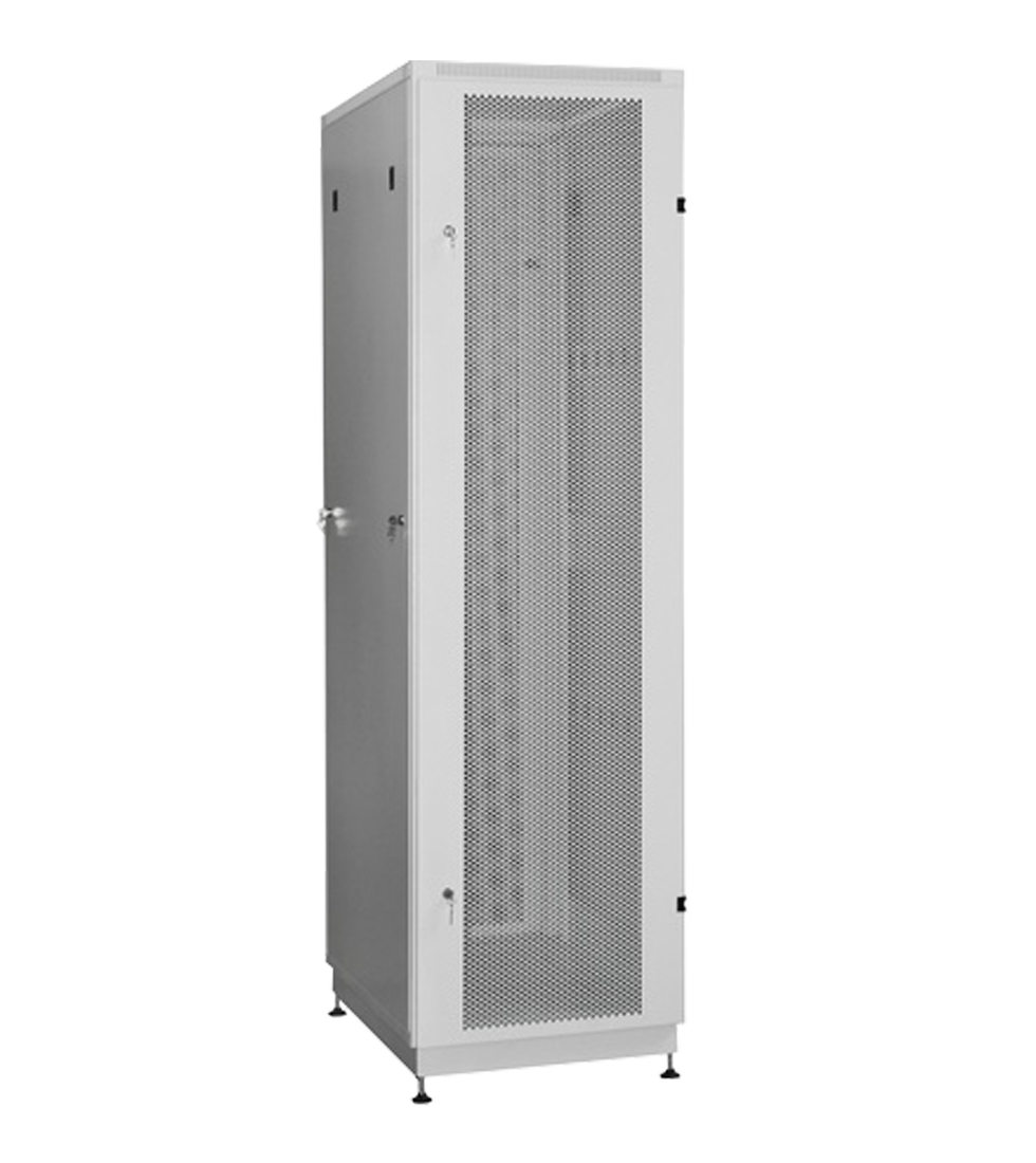 Телекоммуникационный напольный шкаф серии Level 2 серого цвета и перфорированной дверью
