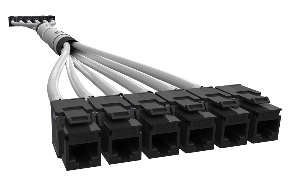 Медная претерминированная кабельная сборка Install & Go 6x RJ-45 Категории 6A