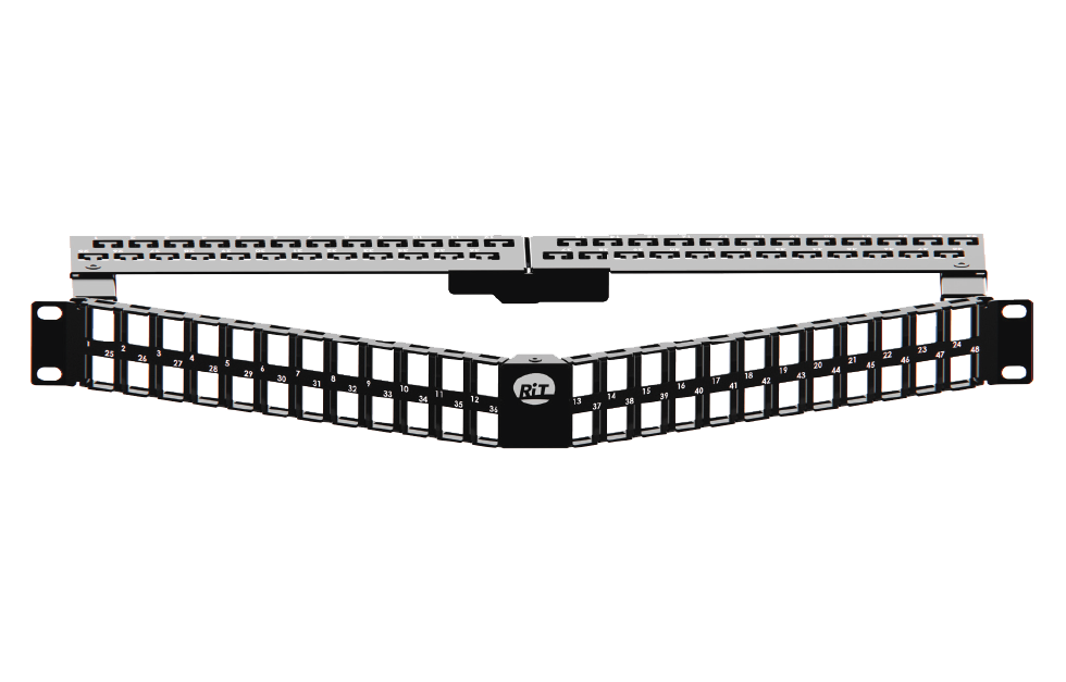 Угловая панель высокой плотности на 48 портов, UTP