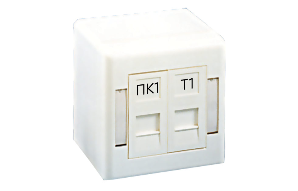 Информационная розетка французского стиля в на 1 порт, в коробке накладного монтажа