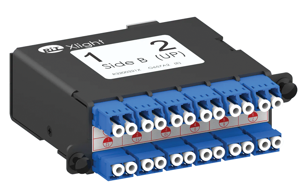 Оптическая кассета 12xLC Duplex MM - 2xMTP (вид спереди)