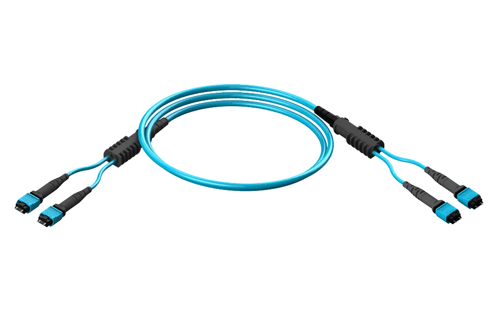 Оптическая транковая сборка ультравысокой плотности с коннекторами 2хMTP папа и 2x12 волокнами MM