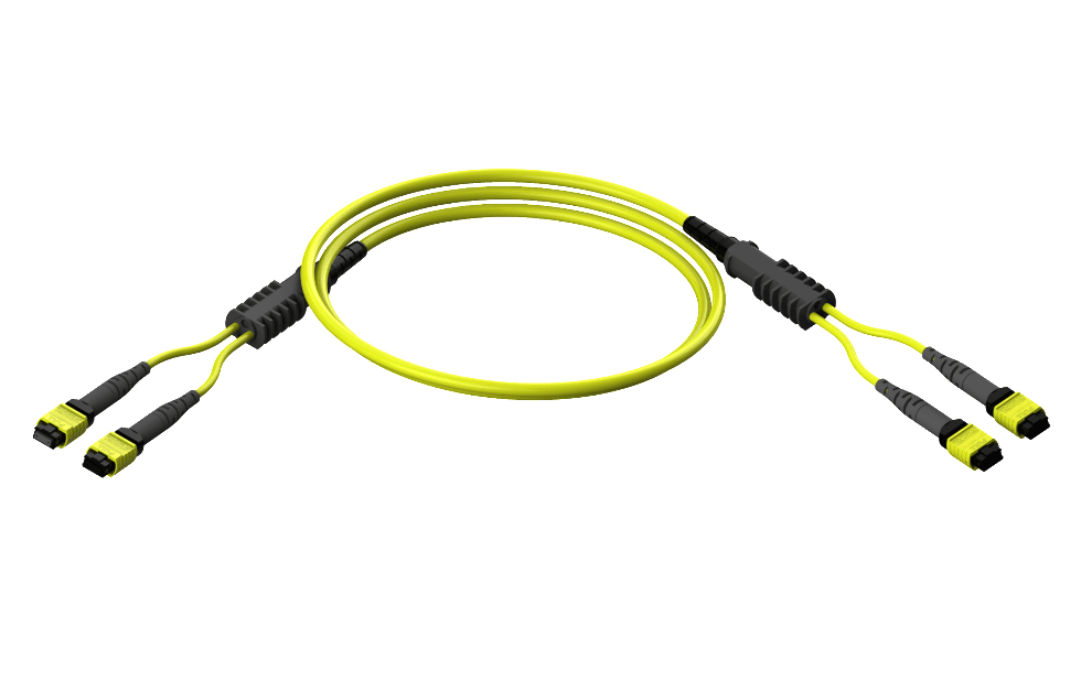 Оптическая транковая сборка ультравысокой плотности с коннекторами 2хMTP мама и 2x12 волокнами SM