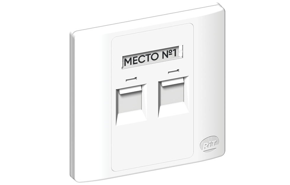 Информационная розетка британского стиля с прямым выводом 2 портов