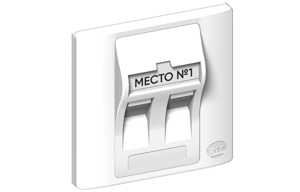 Информационная розетка британского стиля с выводом 2 портов под углом