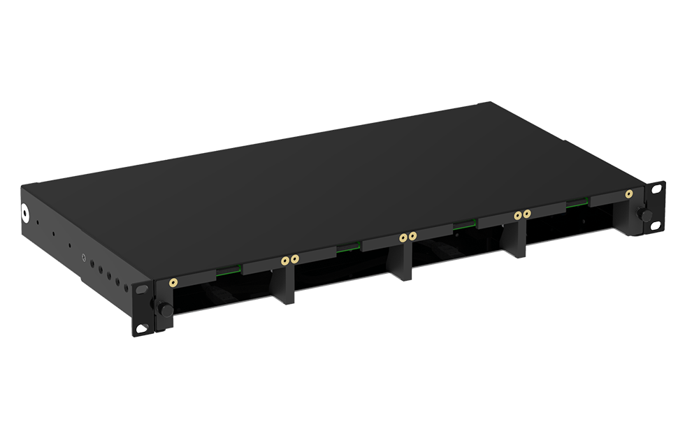 Модульная оптическая полка для интеллектуальной кабельной системы PatchView+(вид спереди)